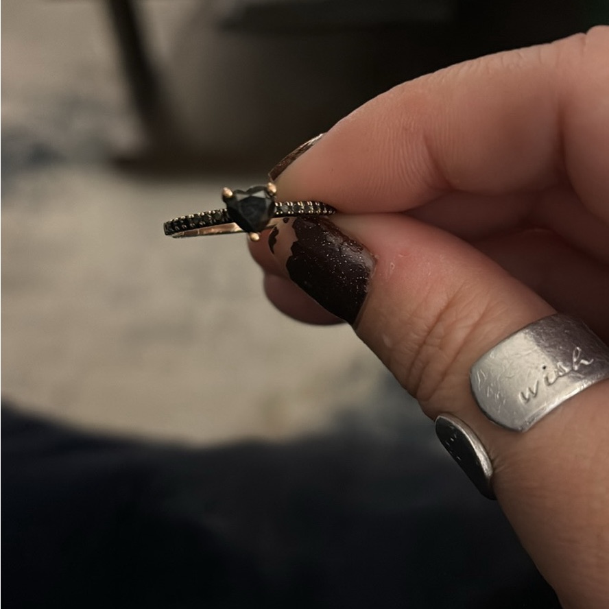 14k Rose Gold Black Heart Diamond Ring From Jared 750$